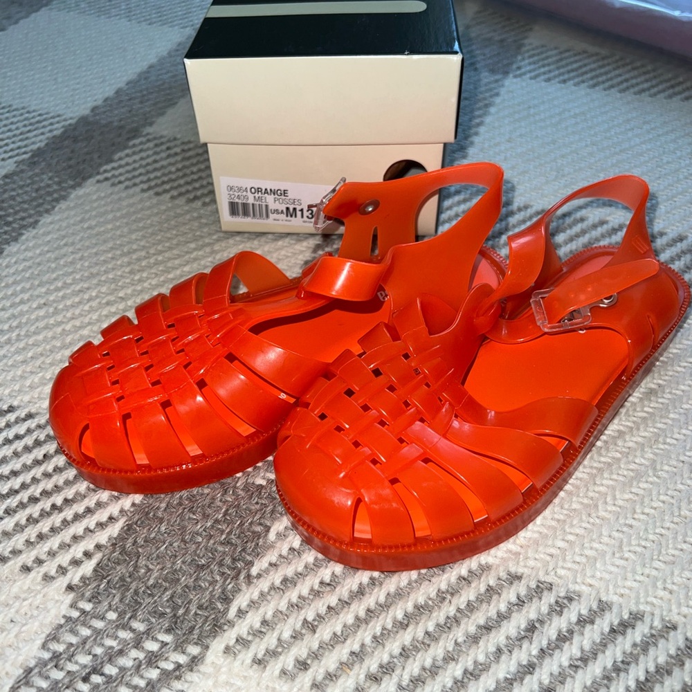 Orange Mini Melissa Possession Girls Jelly Sandals- never worn